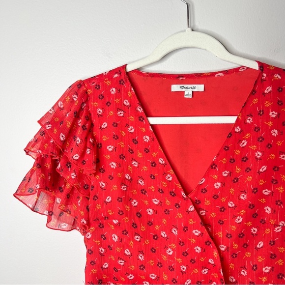 Madewell Tiered-Sleeve Peplum Top in Metallic Prairie Posies - Picture 5 of 8